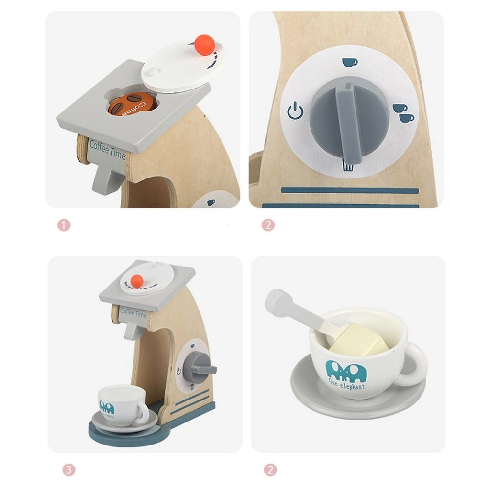 Kids Wooden Coffee Maker Toy Pretend Play Set (5551007-MSN20019)