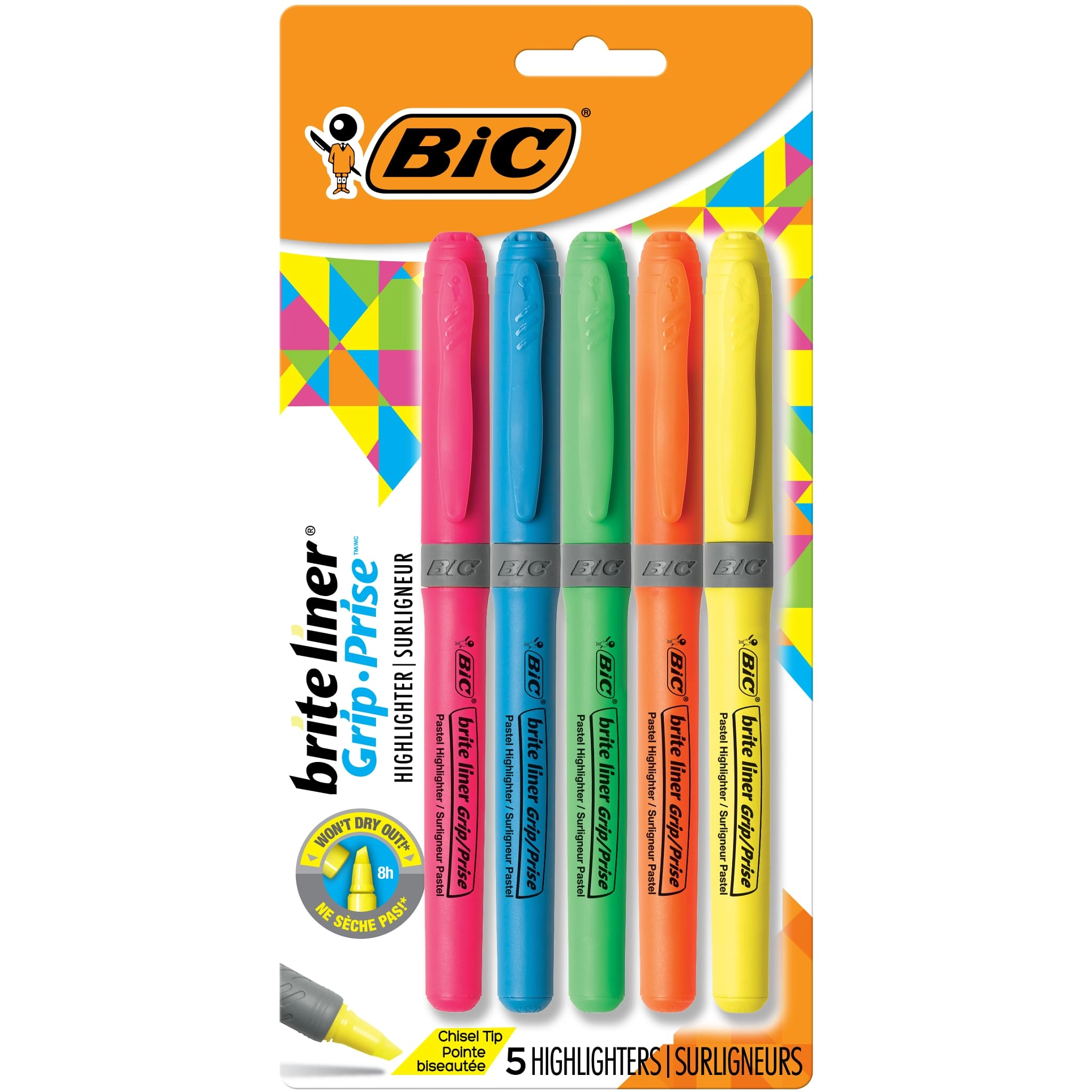 BIC Corporation Brite Liner Grip - Assorted Colors Chisel Tip