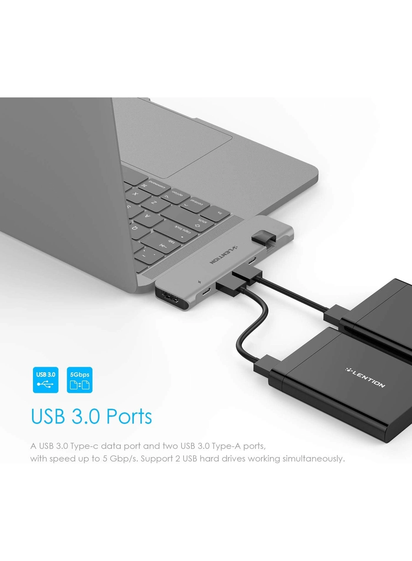 USB C Hub - 4K HDMI Gigabit Ethernet 3 USB 3.0