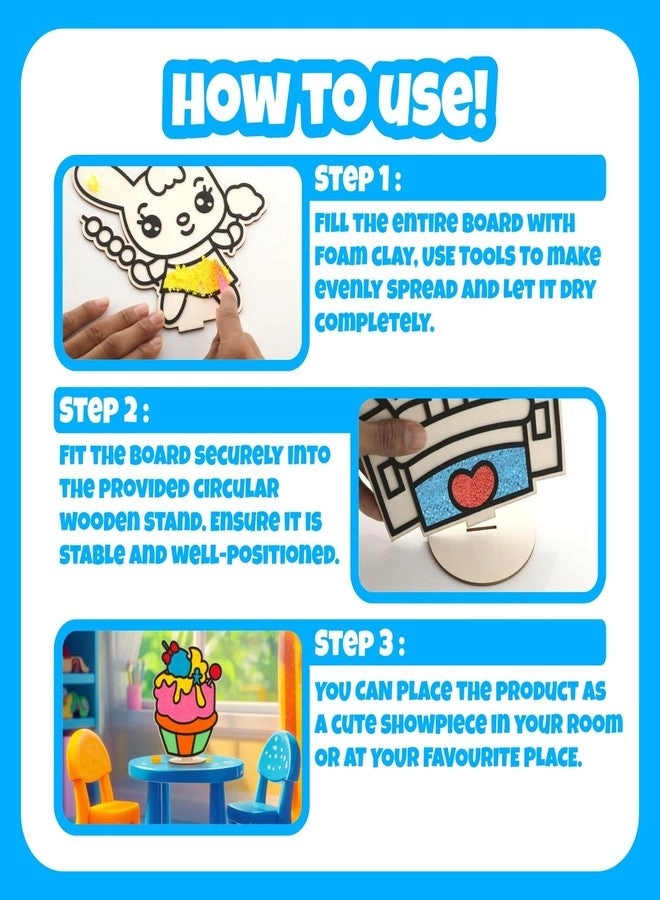 Wooden Honey Bee Board - DIY Foam Clay Art Kit 8 Colors Air Dry Clay