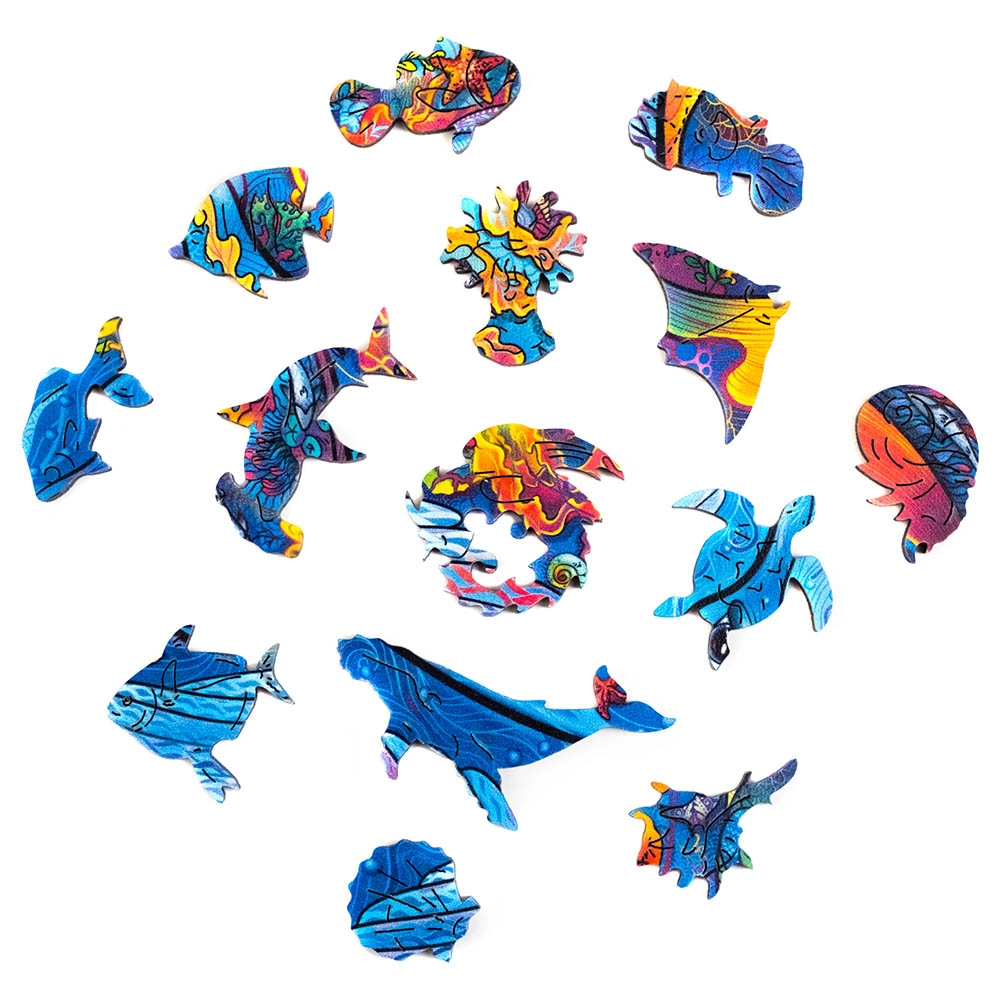 Milky Whales Wooden Puzzle (4107390-WHALES_S) - 98 pcs