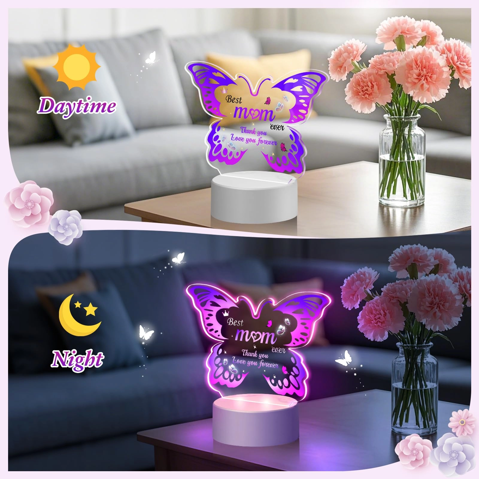 Butterfly Night Light - Corded Electric purple