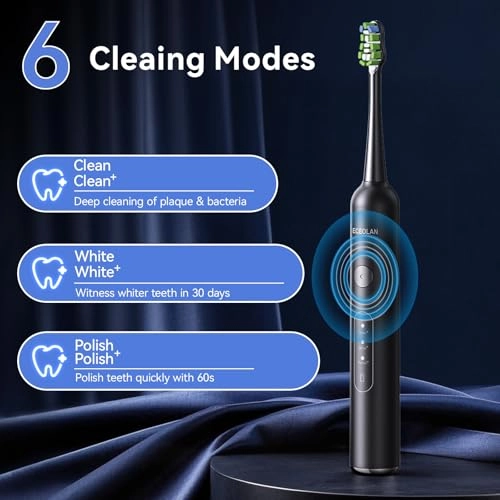 WS-7008 - Sonic Electric Toothbrush 40,000 times per minute 8 Brush Heads White