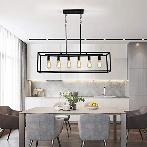 6 Light Rectangle Chandelier - Dimmable