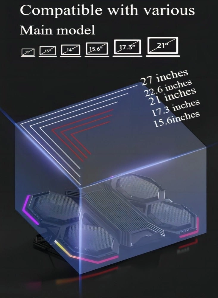 Gaming laptop cooling pad - 6 fans 12-21-inch