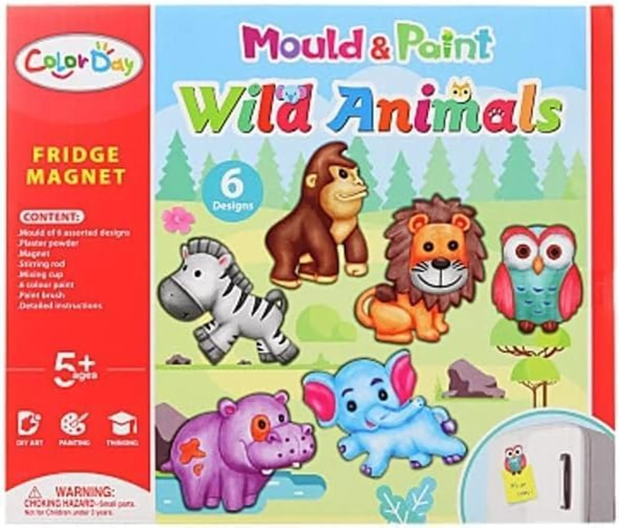 Mould & Paint Fridge Magnet DIY Painting Kit - Wild Animals 5+ years
