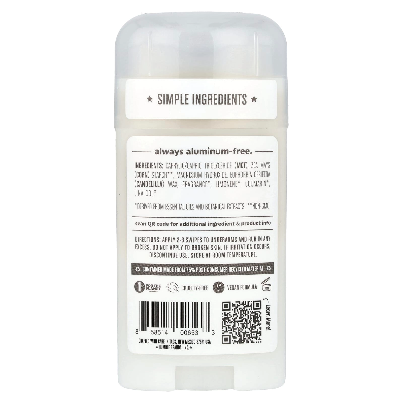 Baking Soda-Free Deodorant - Palo Santo & Frankincense 2.5 oz (70 g)