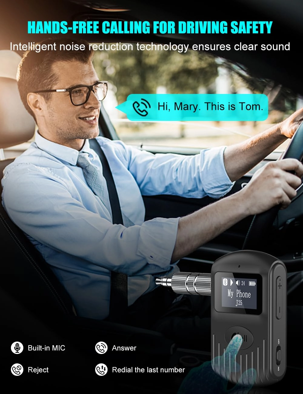 Bluetooth Receiver - Bluetooth 5.0 3.5mm AUX lithium-ion battery