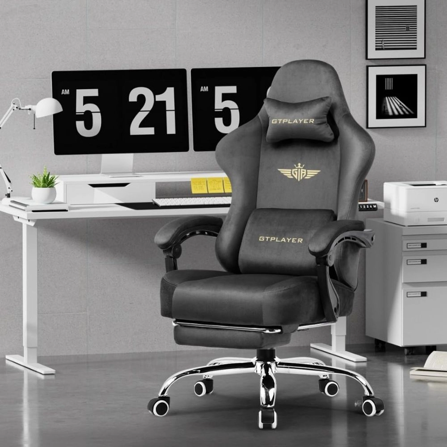 GT829 - Gaming Chair Velvet Grey