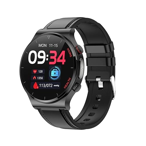 Blood Glucose Sugar Smart Watch - 1.32 inch Black