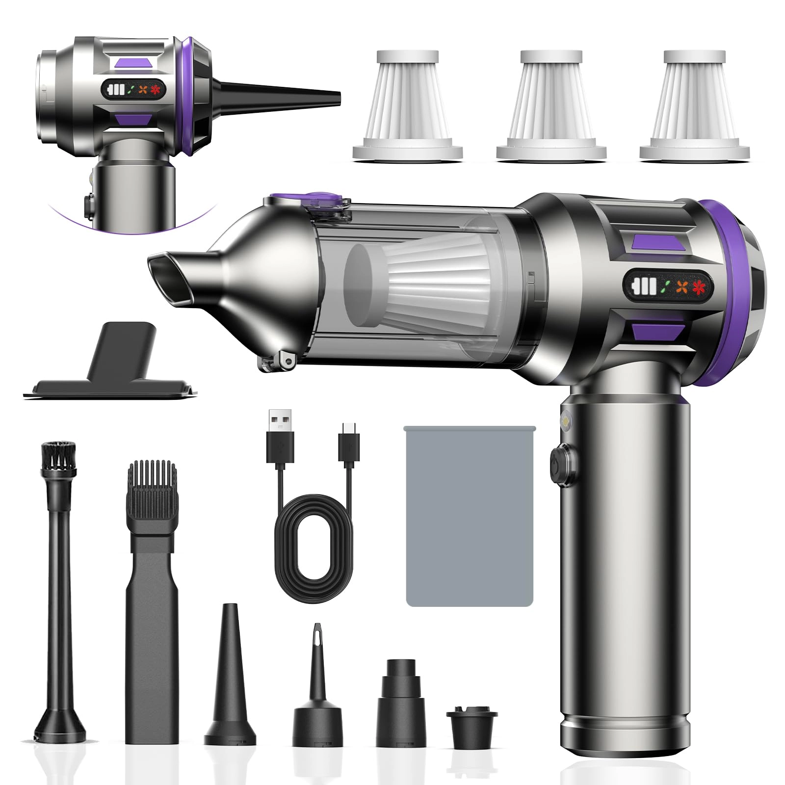 Dnoyevvs Handheld Vacuum Cleaner - 6000 mAh