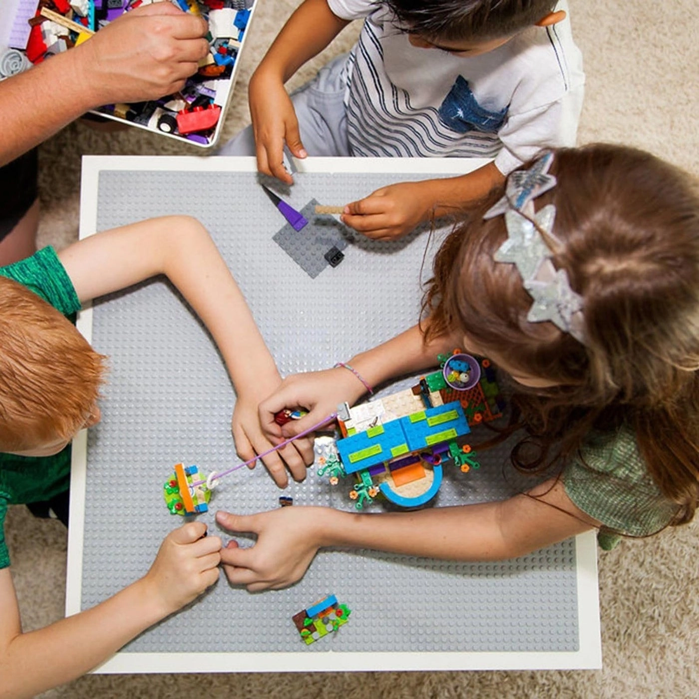Peel-and-Stick Building Baseplates - 4-Pack 10 x 10 in Gray
