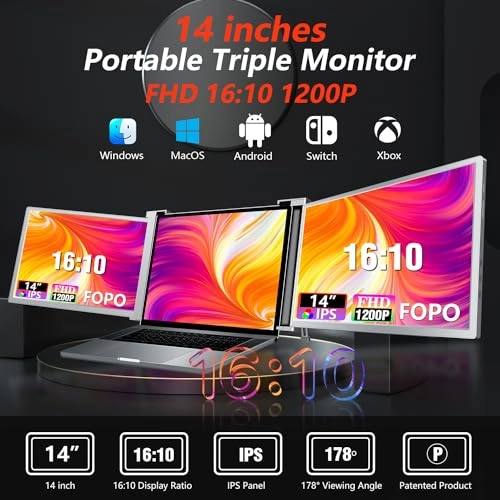 Triple Laptop Screen Extender - S15 14 Inches 1920x1200