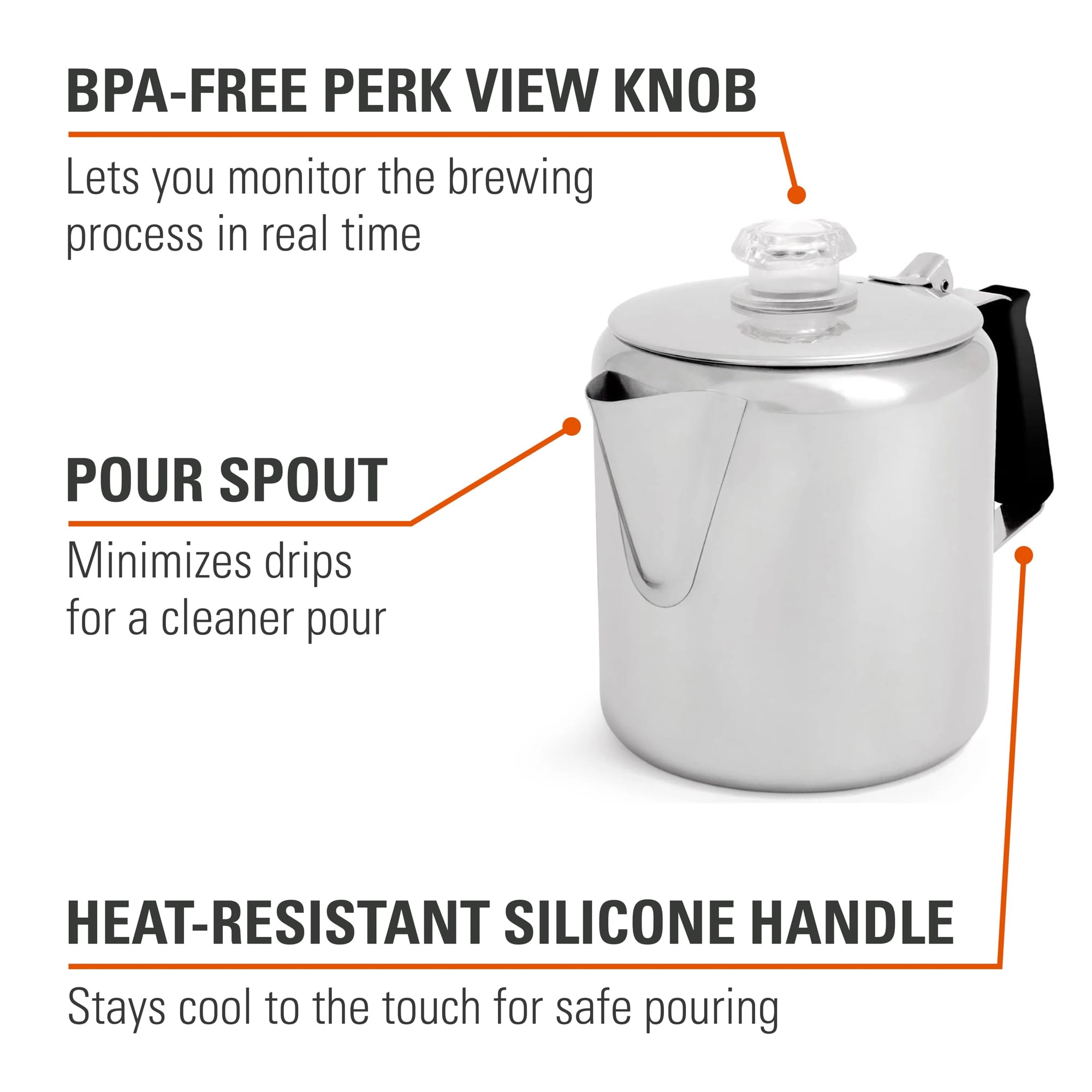 Glacier Stainless Coffee Percolator - 6 Cups