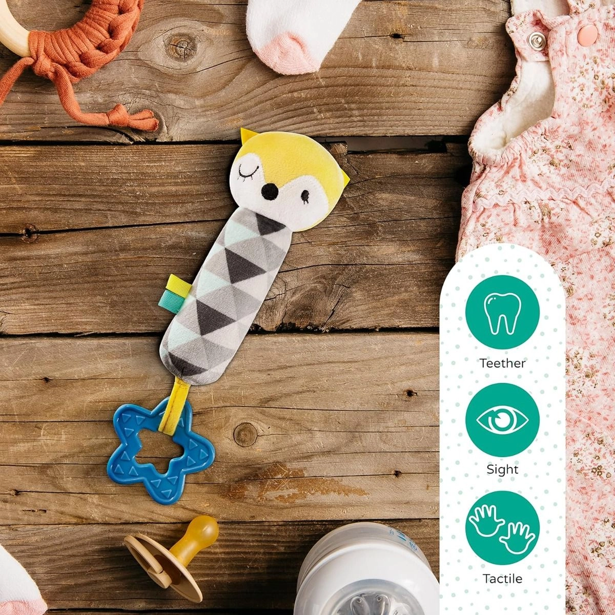 Soft Rattle Plush Toy - 3 to 24 Months fabric