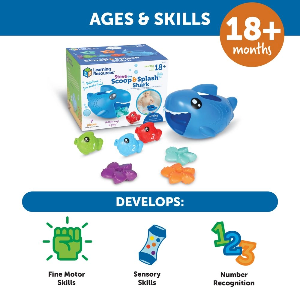 Steve The Scoop And Splash Shark - 7 Pcs 18 months+
