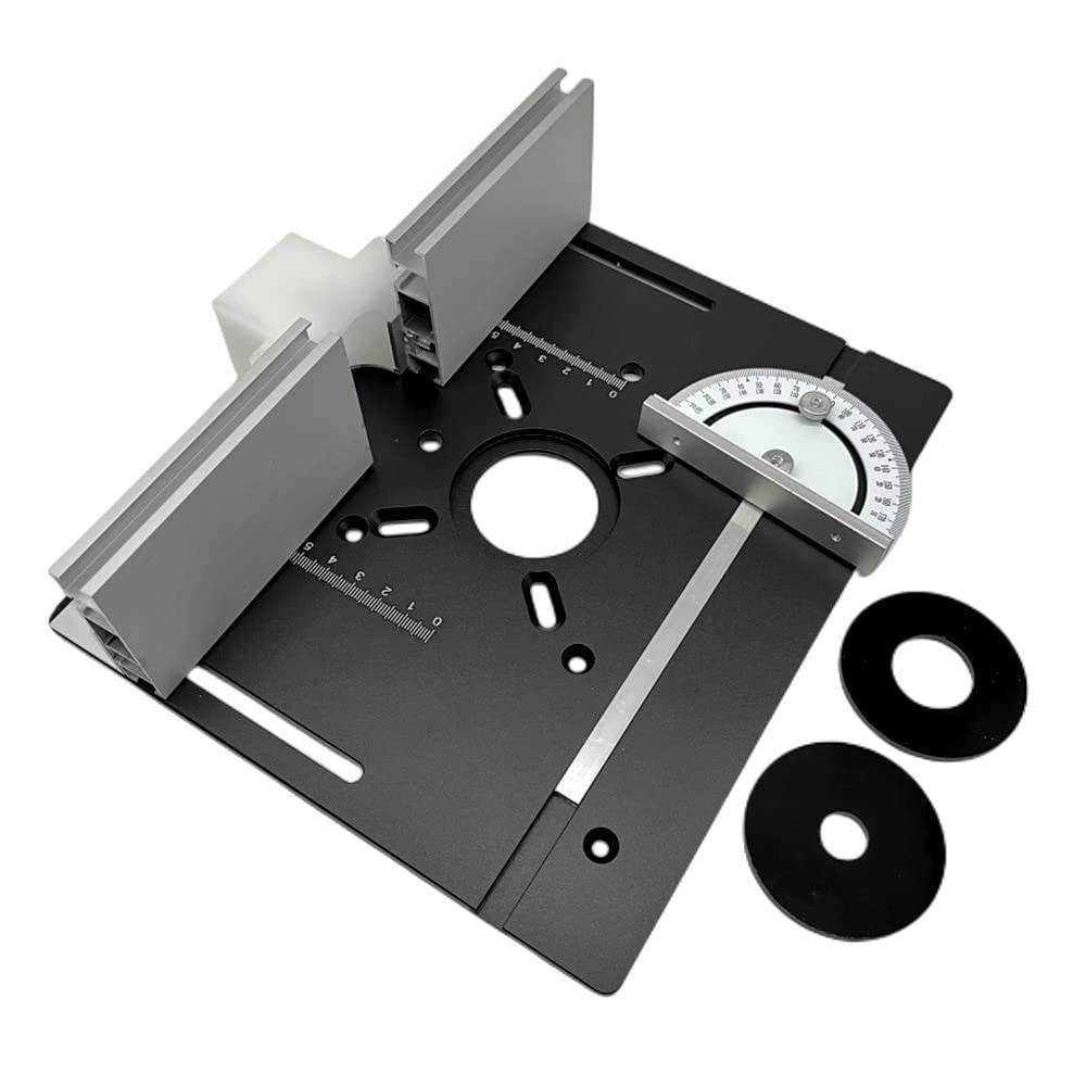 Router Table Insert Plate - 240 x 200mm Aluminum Alloy + Backer Plate + 180° Angle Gauge