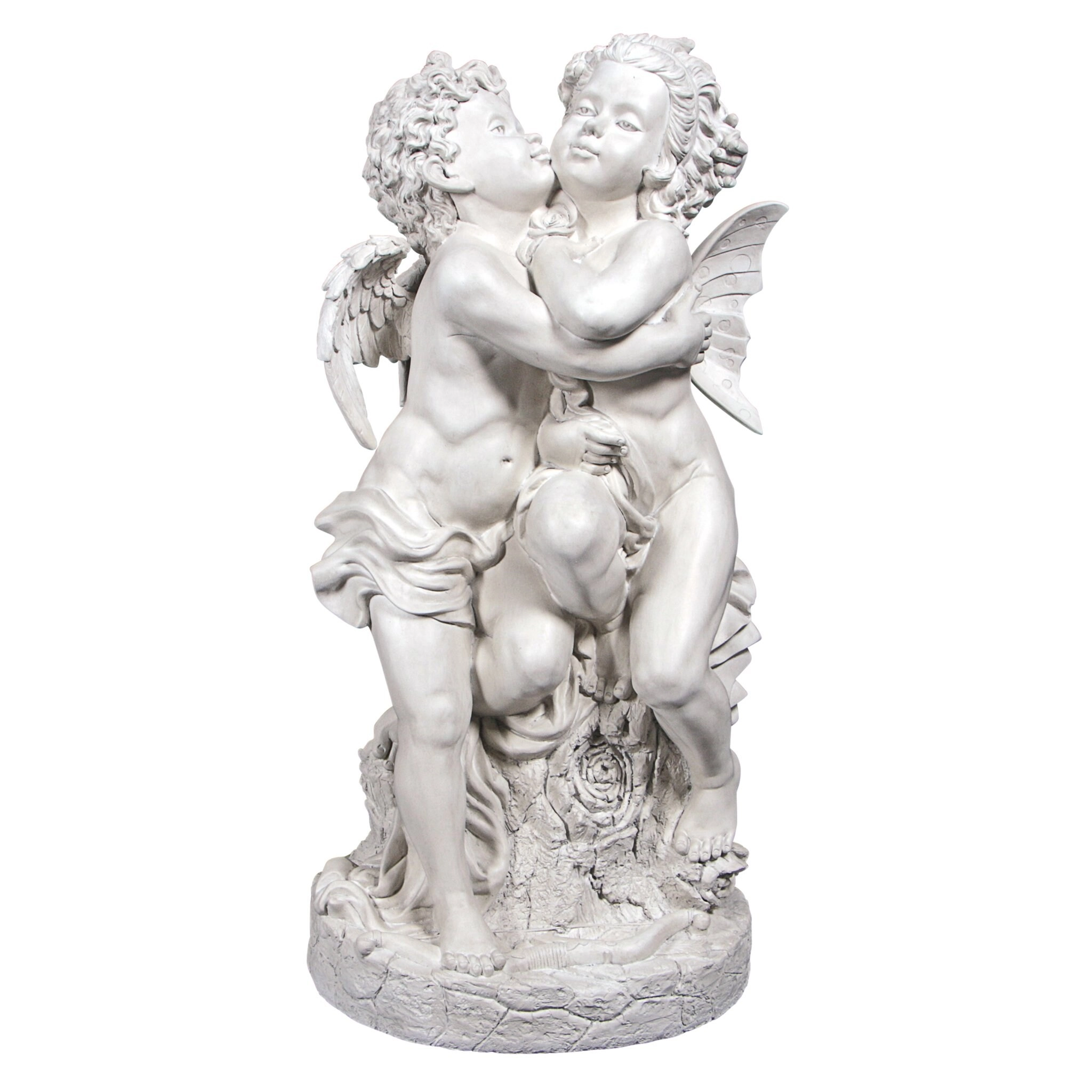 Design Toscano Bouguereaus First Kiss Angel & Fairy - real crushed stone bonded with high quality designer resin