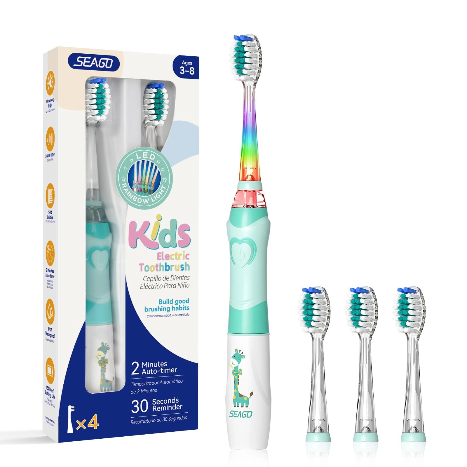 SEAGO ELECTRlC CO.,LTD SG977 - Kids 2 Mins Timer 4 Brush Heads