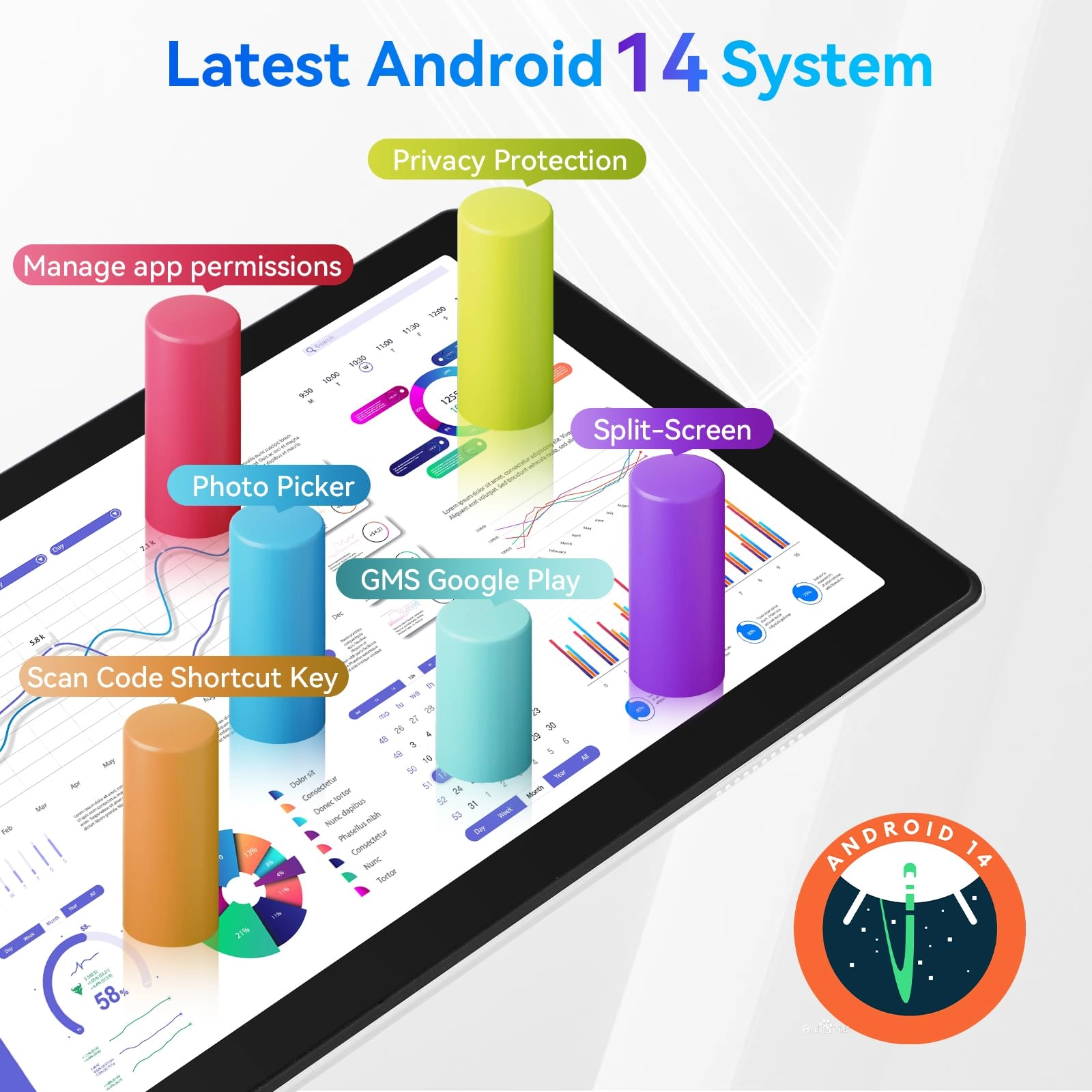 Android 14 Tablet - 128GB 10"