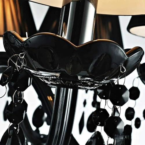 8 Light Italian Chandelier - Black Glass Warm White