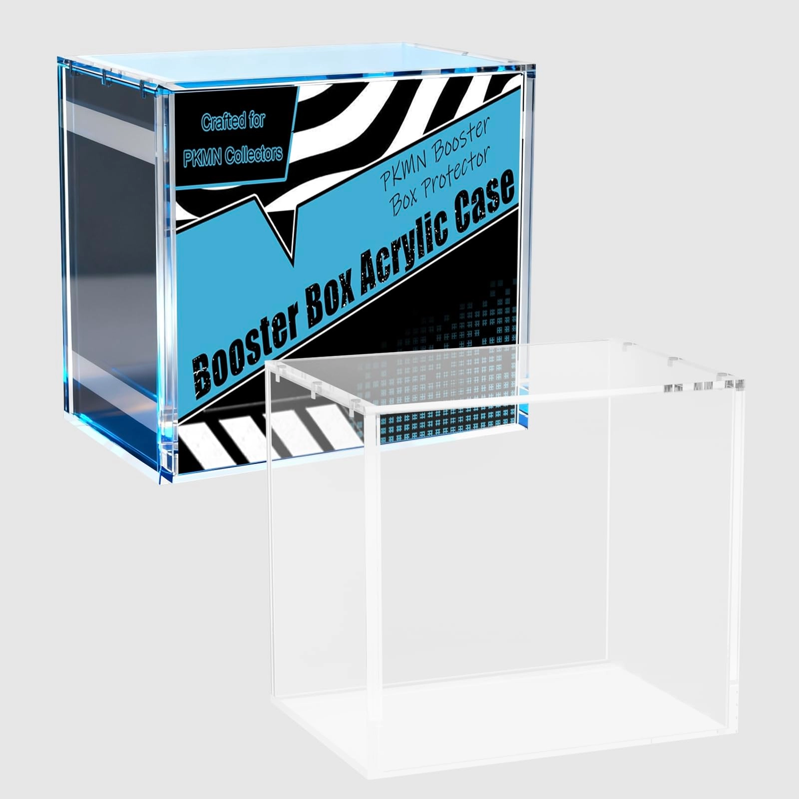 Botyboty PKMN Booster Box Acrylic Case - Ultra Thick 8mm + 5mm Acrylic Magnetic Top Loading