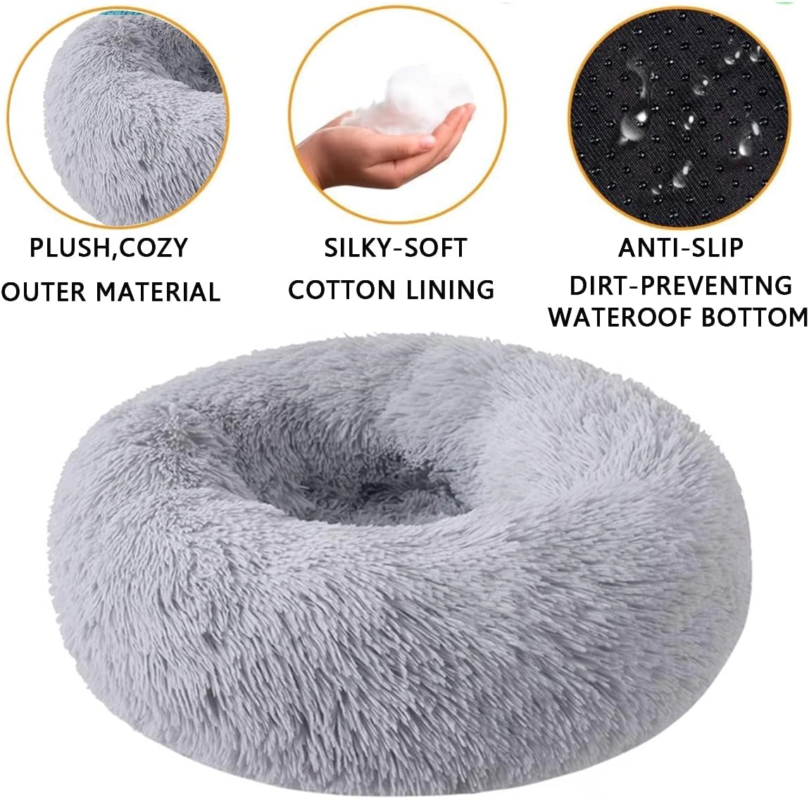 Velor Round Plush Dog Bed - 50 x 15cm