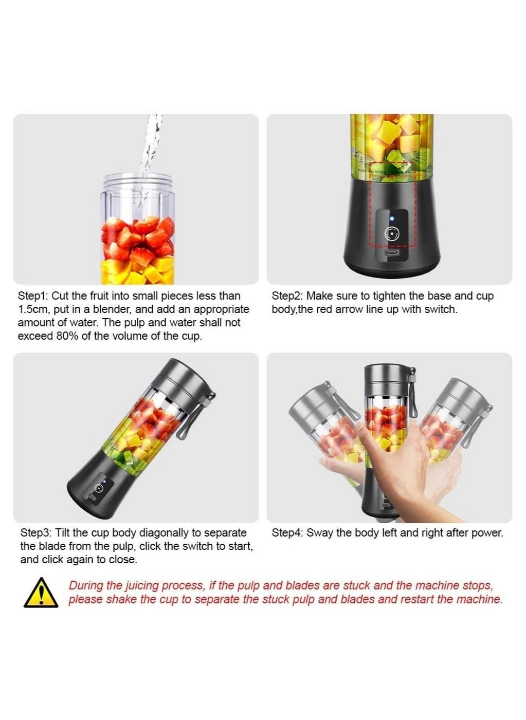 Portable Blender Smoothie Maker - Rechargeable Leakproof Lid Sip Spout