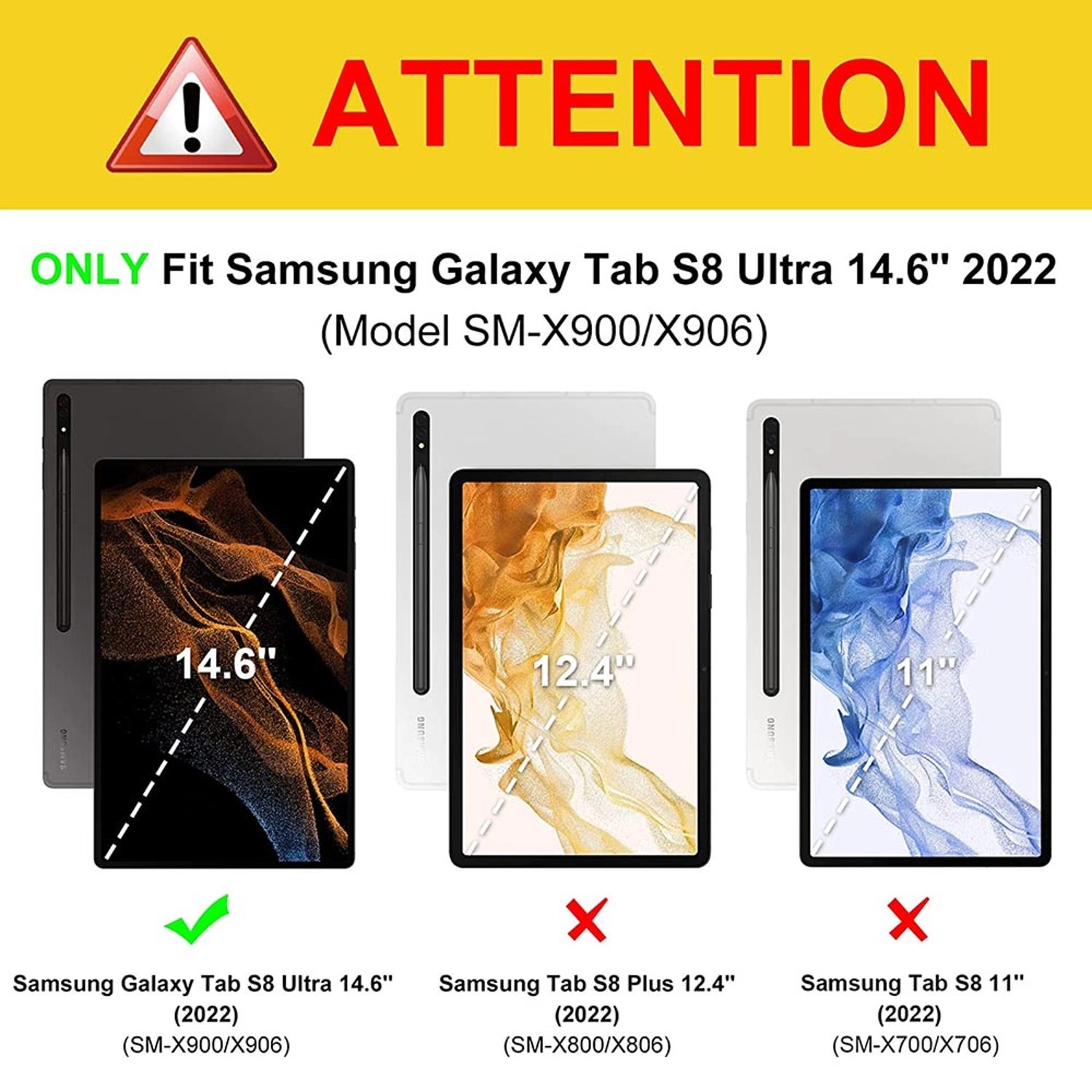 Magnetic Case with Screen Protector for Samsung Galaxy Tab S8 Ultra 14.6-inch