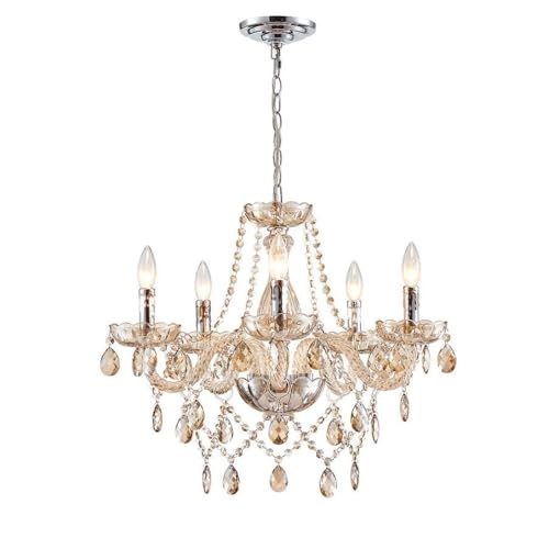 5 Light K9 Crystal Chandelier - Champagne Modern