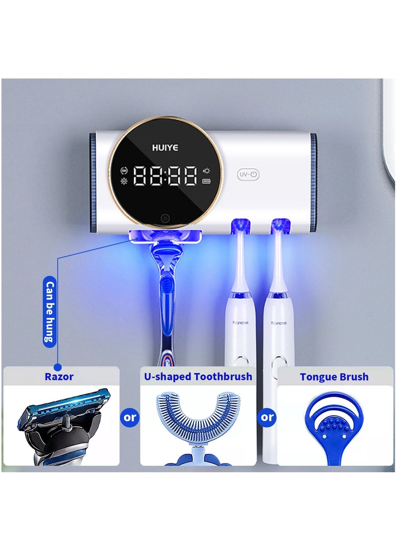 Smart Cleaning Toothbrush Holder - 2 Brush Slots Wall Mounted