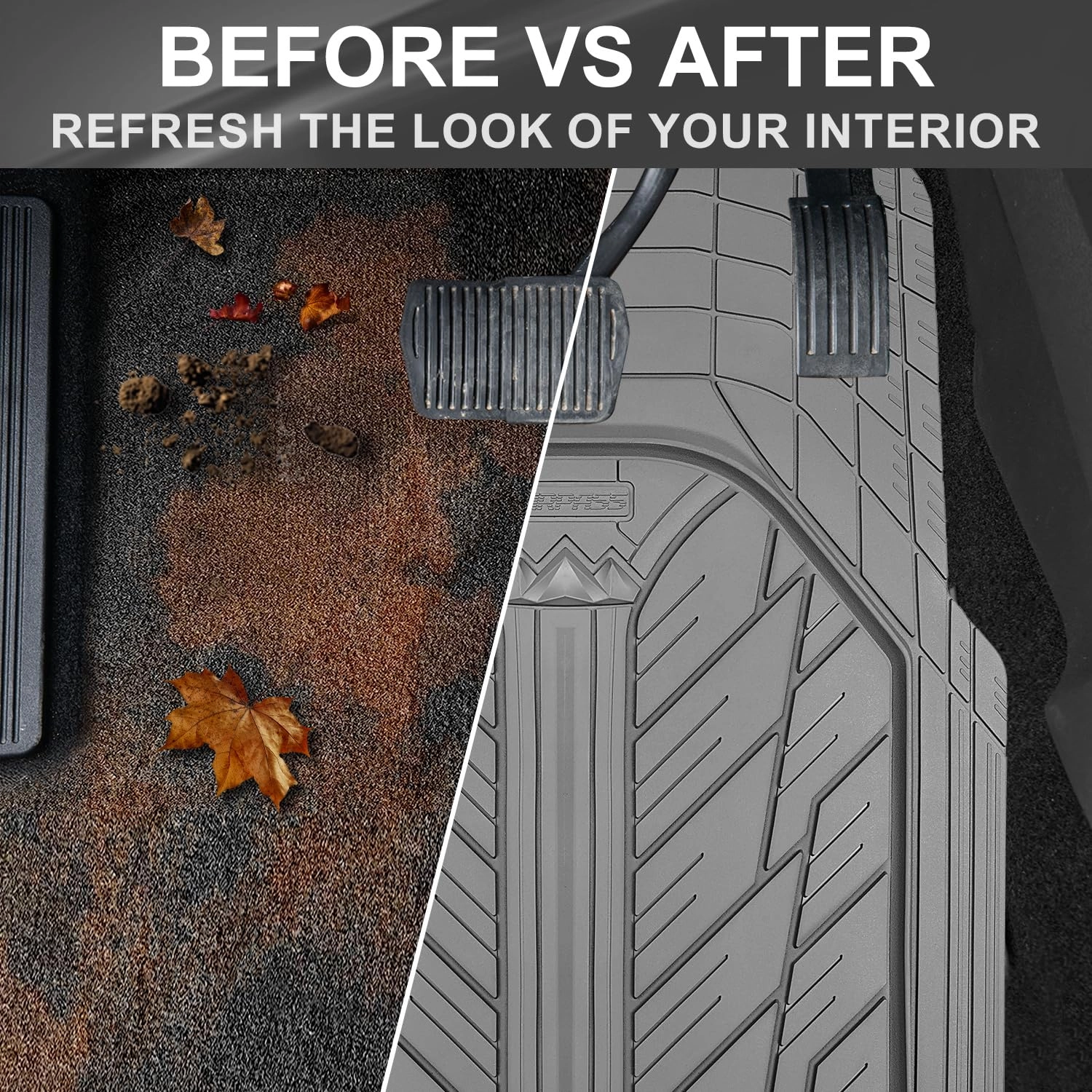 Rubber Floor Mats - All Weather Trim-to-Fit 3-Piece
