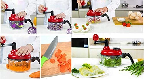 Hand crank food processor - 1.5L 3-blade
