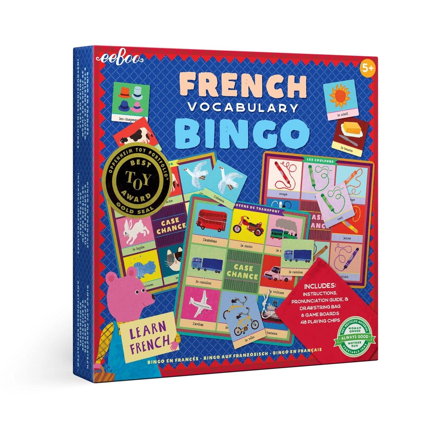 French Bingo Vocabulary Game (English & Arabic)