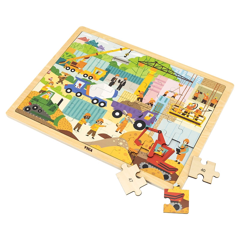 Construction Area Wooden Puzzle (PCG-44585) - 48 pcs