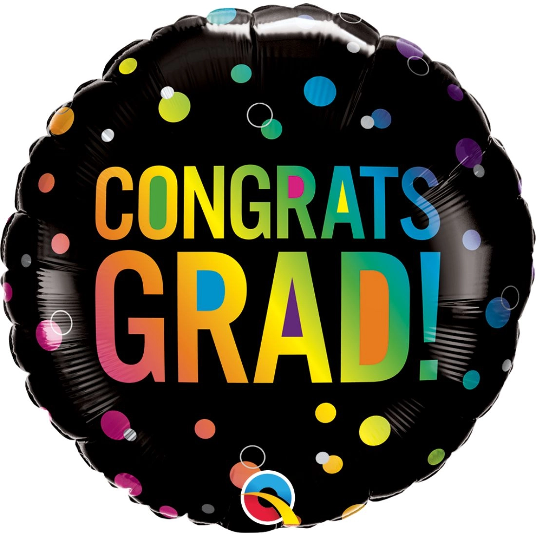 Qualatex Congrats Grad Ombre Dots Foil Balloon - 18 Inch Black