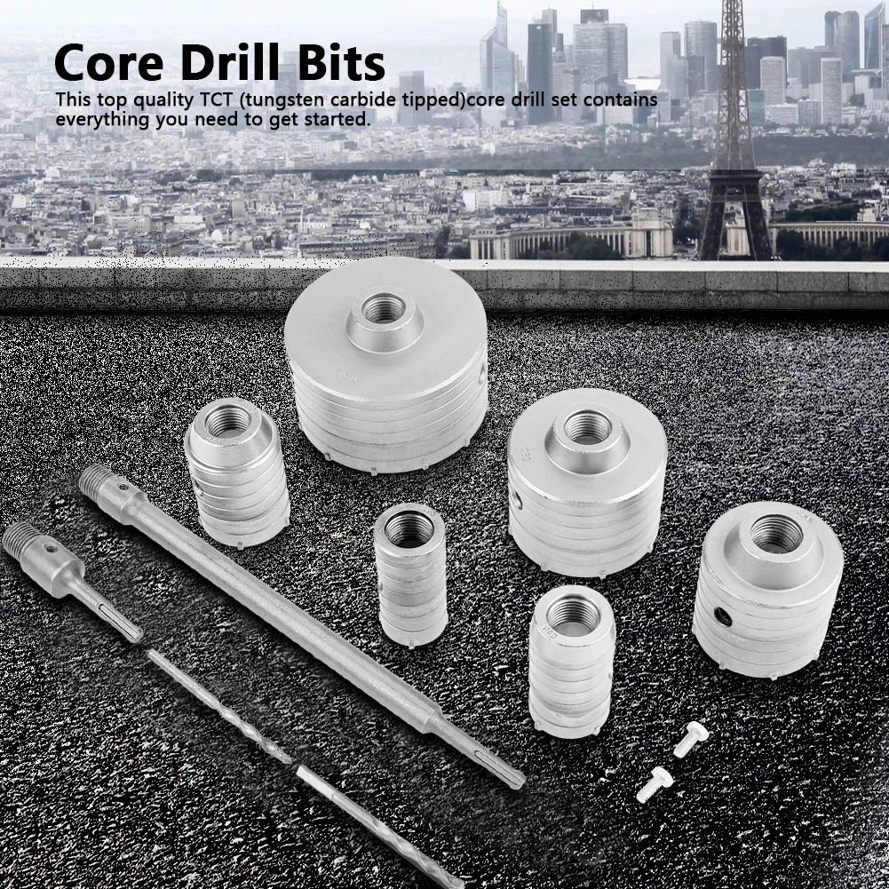 Core Drill Bit Set - 35mm 40mm 50mm 65mm 82mm 110mm Brick Concrete Cement Stone Granite Marble