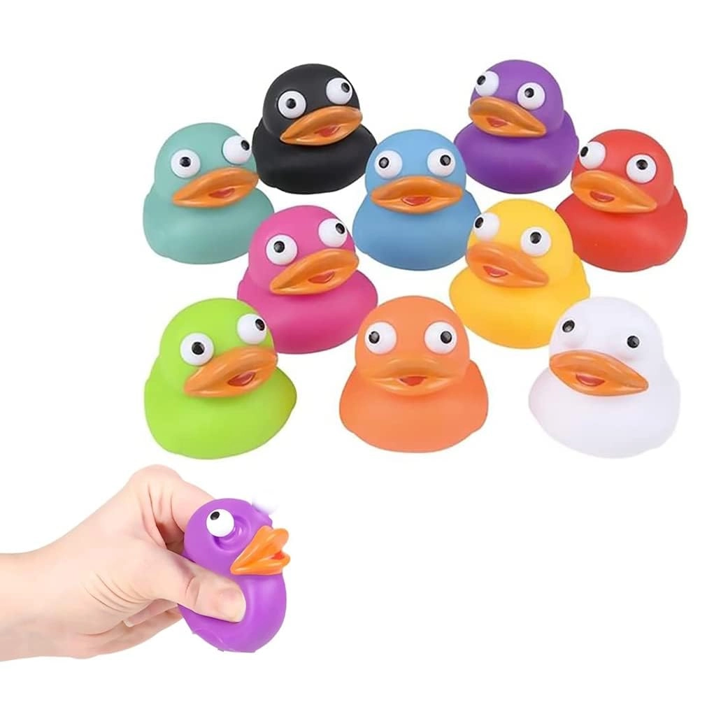 The Dreidel Company Rubber Duck Eye Poppers - 2" 10-Pack Multicolored