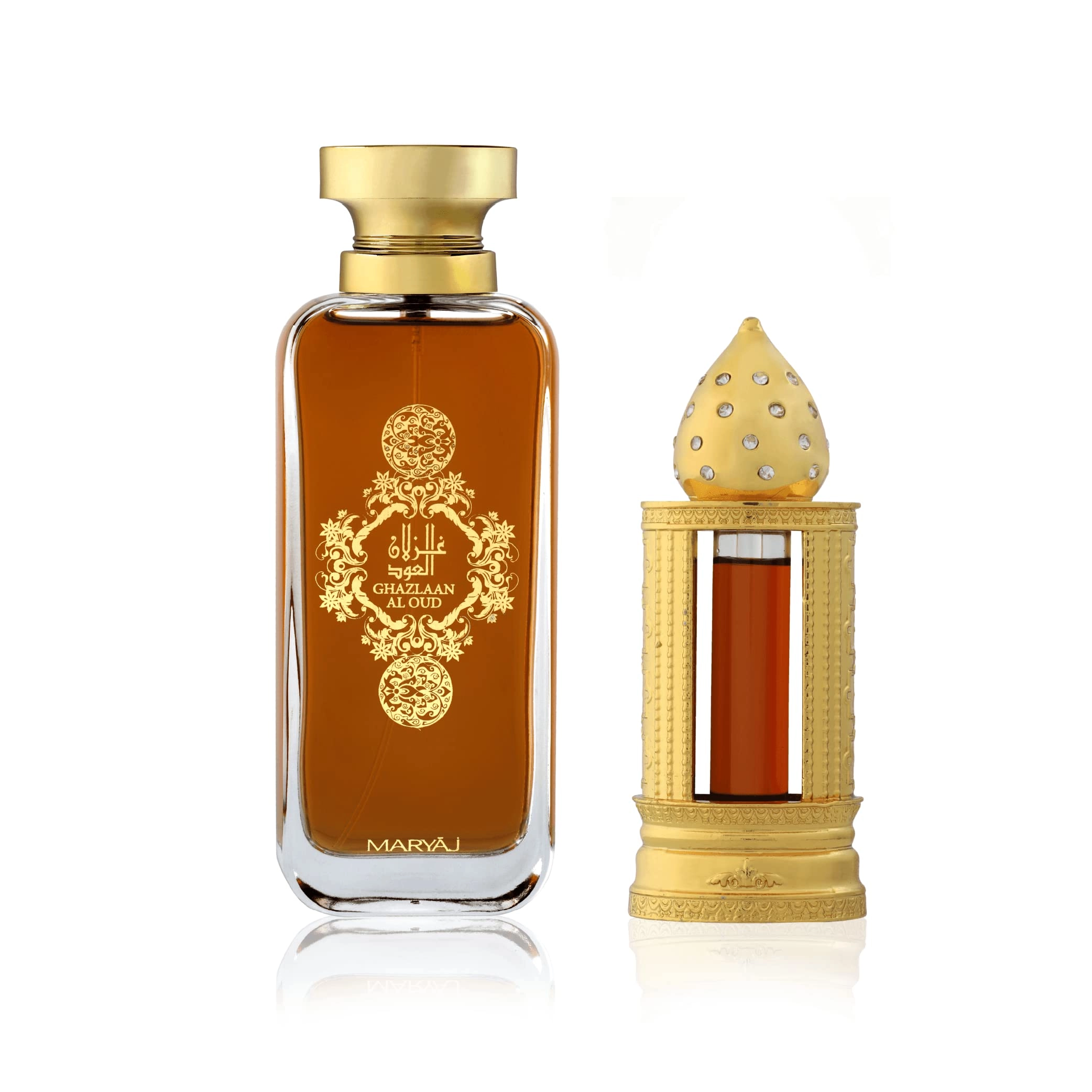 AJMAL PERFUMES LLC GAZLAAN AL OUD - 100 ml Eau De Parfum + DHAN AL OUD YA ROUHI - 3 ml Concentrated Perfume Oil