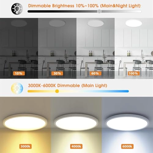 LED Ceiling Light - 3000-6500K Dimmable