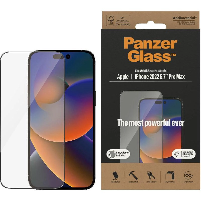 Ultra Wide Fit Clear Tempered Glass Screen Protector for iPhone 16 Plus