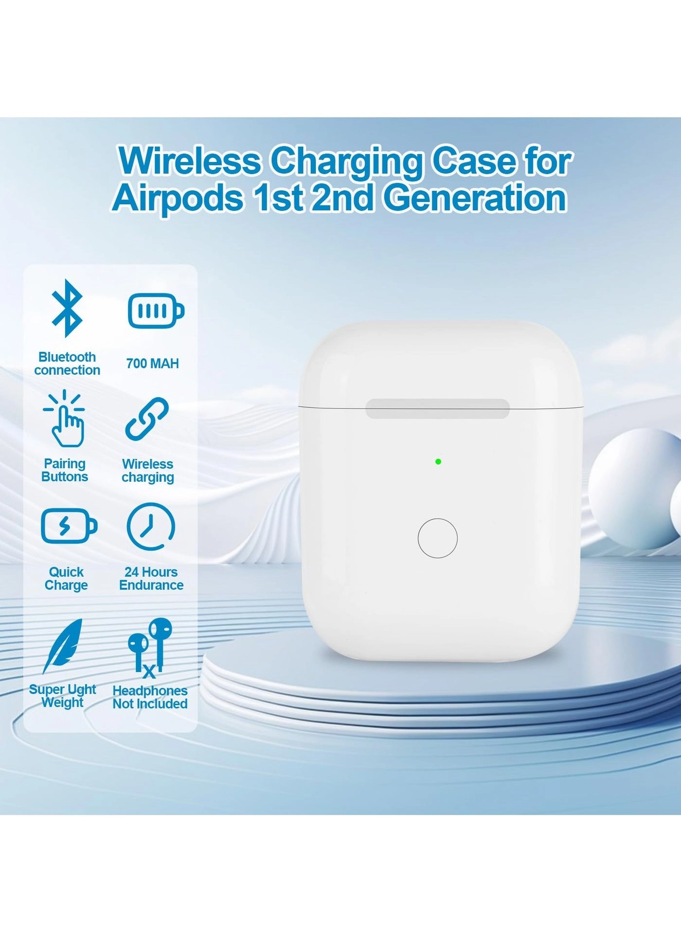Case for AirPods 1st & 2nd Generation - Wireless Charging 550mAh Bluetooth Pairing