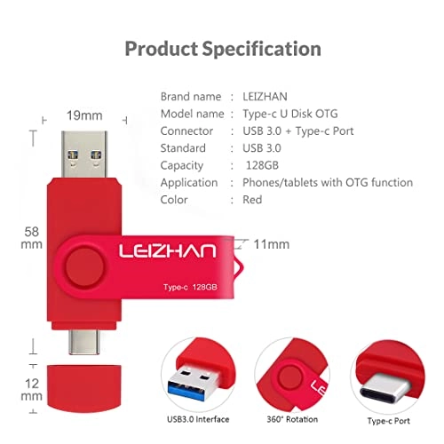Type-C USB Flash Drive - USB 3.0 USB-C USB-A 128GB