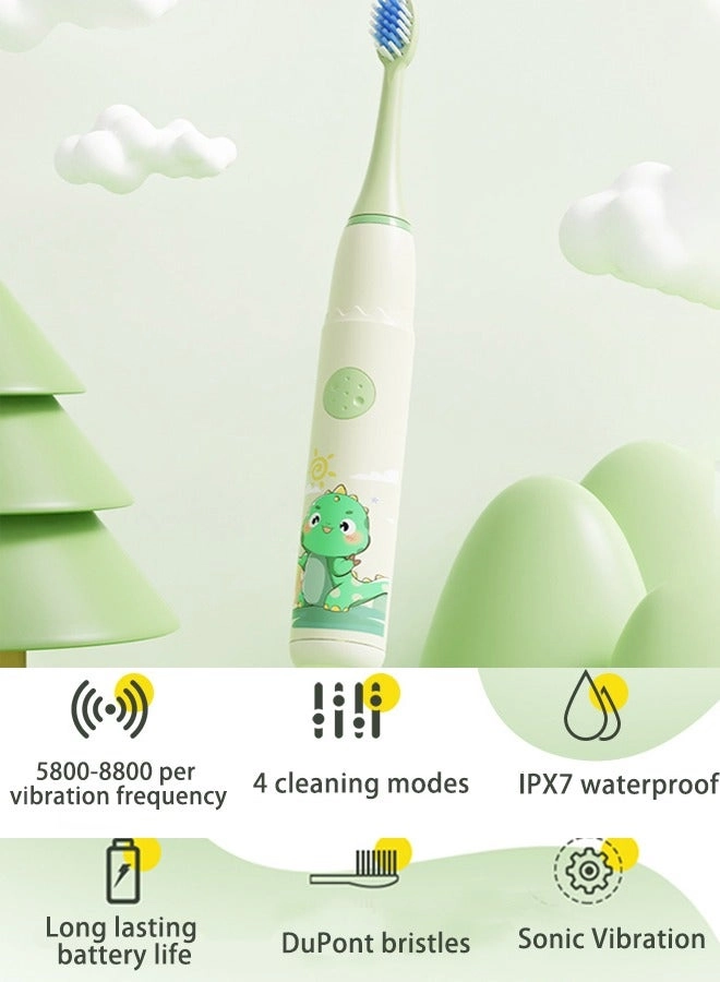 Kids Rechargeable Electric Toothbrush - 6 Brush Heads Timer USB Rechargeable