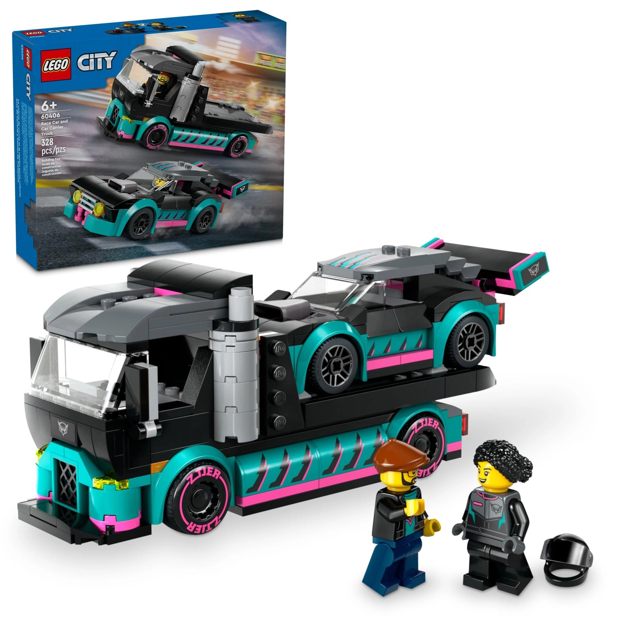 City Race Car and Car Carrier Truck (60406)