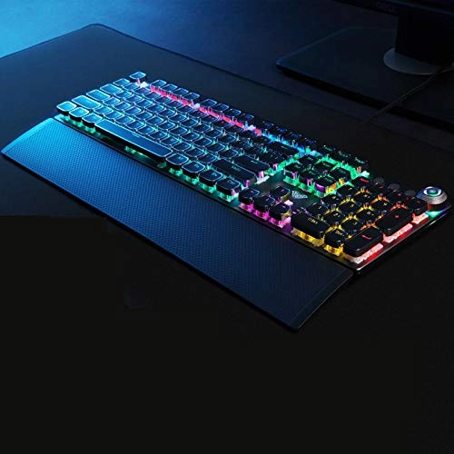 Keyboard Wired Mechanical Black Blue Switches Gaming Keyboard Led Backlit Ergonomic Wrist Rest Keyboard Gaming for Pc