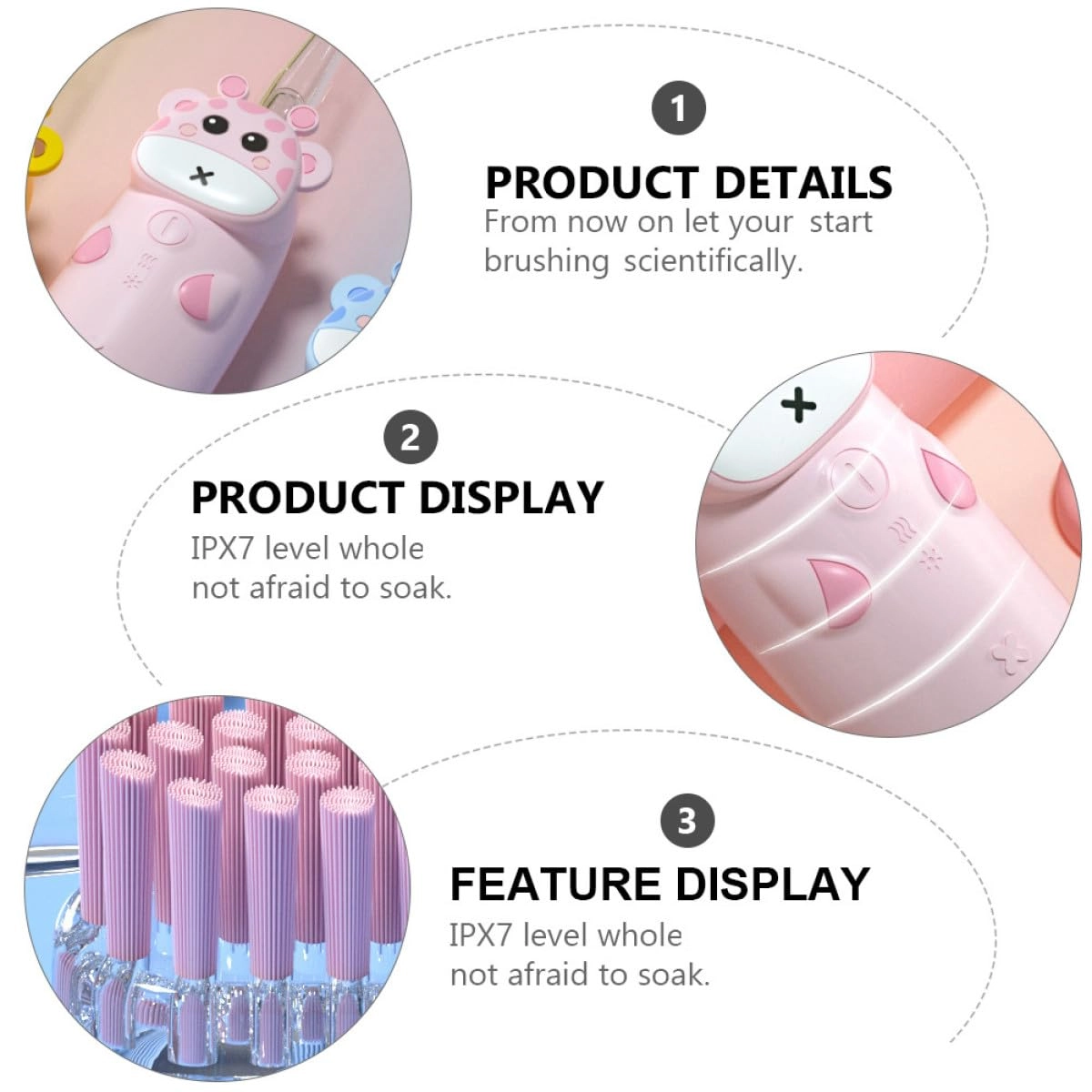 I4Y910TLSET06K14CTF - Sonic Electric Toothbrush Pink USB Rechargeable 4 Soft Bristle Heads
