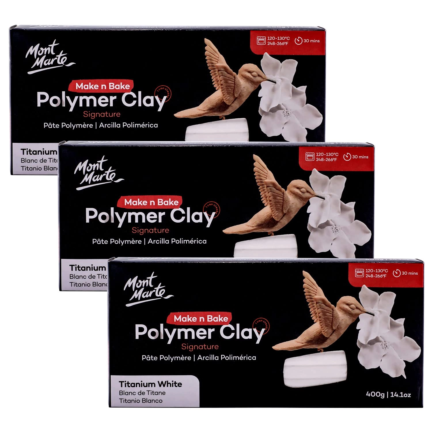 Mont Marte Make n Bake Polymer Clay - 400g 3pcs.
