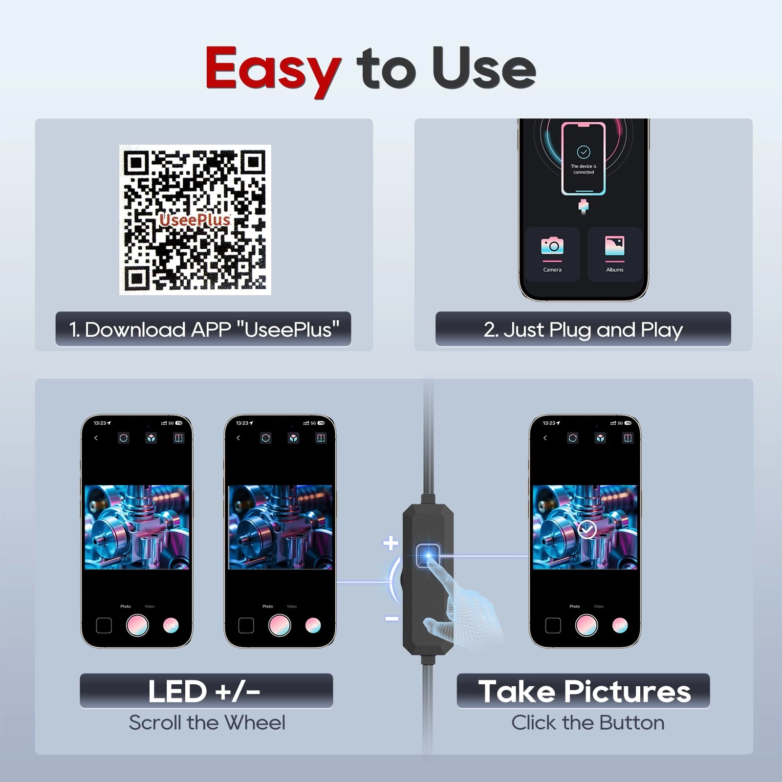 Endoscope Camera - 1920P HD 8 LED 16.4ft