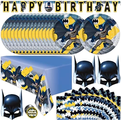 Unique Batman Birthday Party Supplies - Serves 16 Guests Birthday
